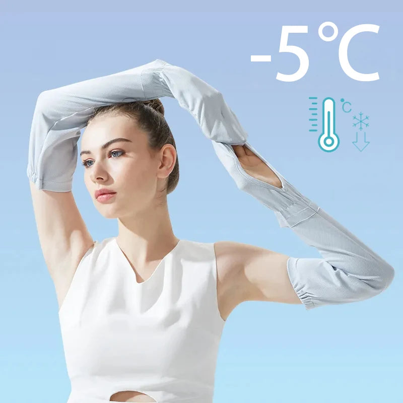 Sun Protection Ice Sleeve Gloves UV Protection Women Summer Driving Cycling Arm Sleeves Adjustable Cuffs Loose