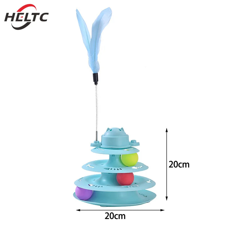 Funny 4-layer Rotatable Track Amusement Plate Cat Toy Amusing Cat Stick Cat Intelligence Interactive Training Balls Toys