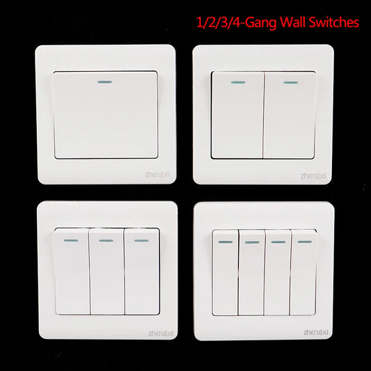 Wall Switches 1/2/3/4 Gang Button Wall Light Switch On / Off Push Button Interruptor Stainless Steel Panel Work With LED Lamp