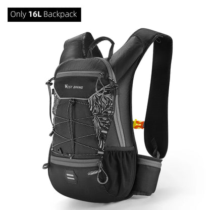 WEST BIKING 7L/16L Cycling Backpack Breathable Reflective Outdoor Climbing Hiking Hydration Backpack Bike Helmet Storage Bag