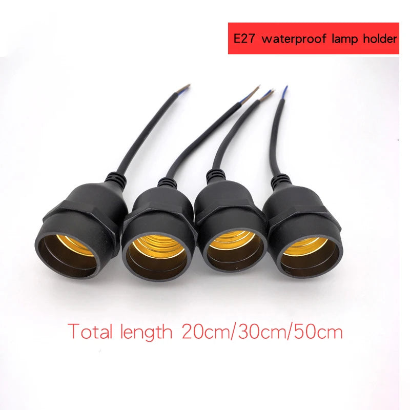Waterproof E27 Lamp Base Holders with 10-200cm Line IP67 Light Interface  Outdoor Conector LED Spiral Copper PVC Flame Retardant