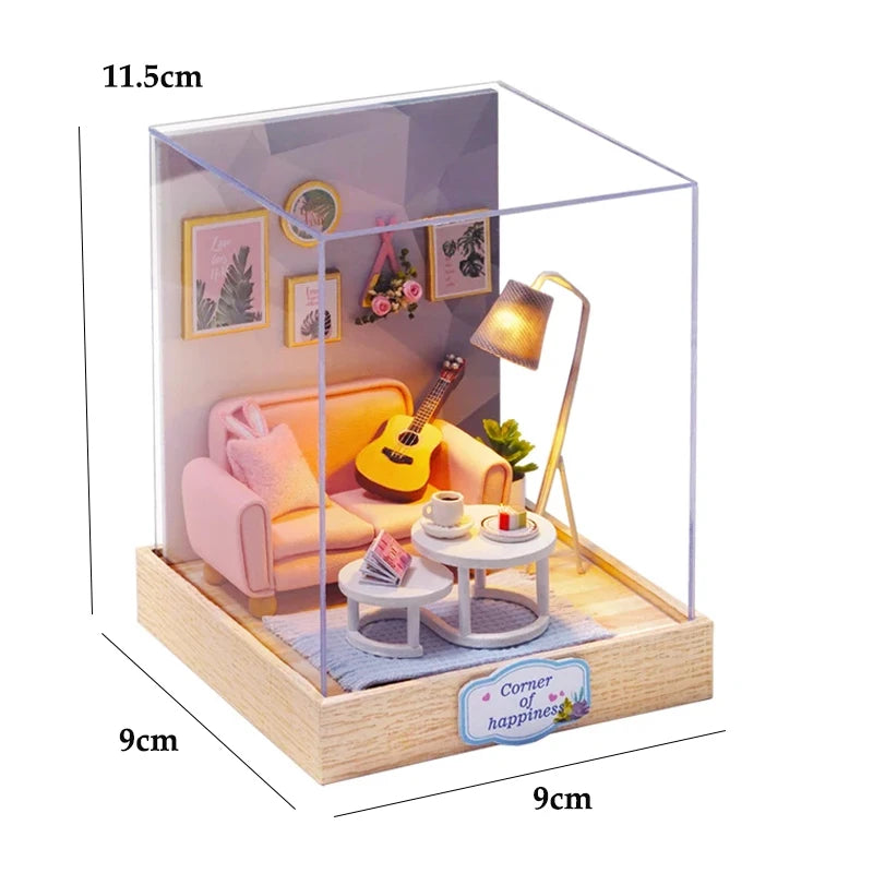Wooden Miniature Doll House 3D Puzzle Toy Assembled DollHouses Building Model Kit Making Room Toys Decorations With Furniture