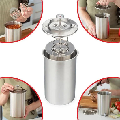Stainless Steel Steamed Meat Pot Meat Press Cooker Ham Press with Thermometer Steamed Meat Bucket Home Kitchen Cooking Bake Tool