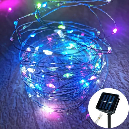 1 Pack Copper Wire Outdoor Solar Light String 8 Modes for Wedding Party Home Garden Summer Decoration LED Solar Garland Lamp