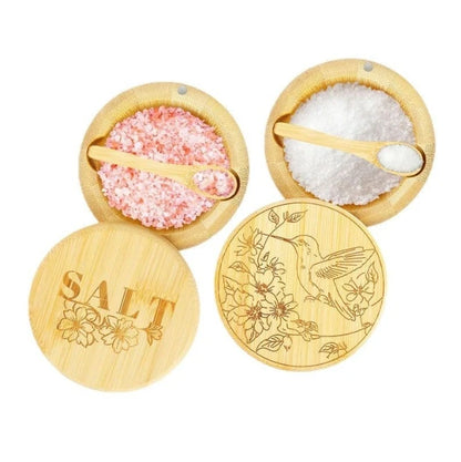 Seasoning Jar Storage Containers Seasoning Bamboo Salt Bowl Kitchen Accessories for Home Spice Can Pill Case Container Box