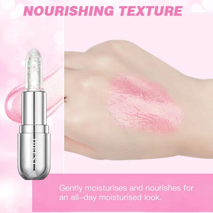 Soft Jelly Lipstick Color Changing Glossy Hydrating Moisturizing Glitter Lip Stick Sparkling Sequins Turning Red Shade Lip Balm