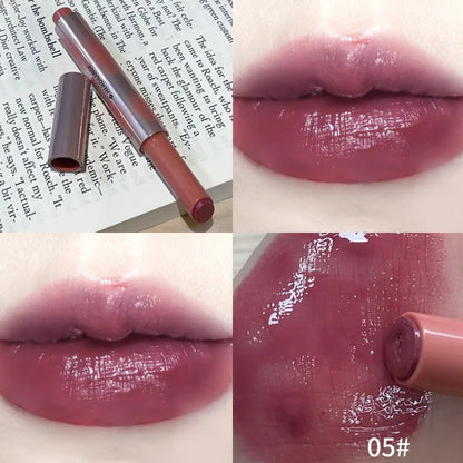 Strawberry Brown Jelly Lipstick Water Gloss Mirror Lip Gloss Moisturizing Hydrating Water Light Lip Stick Non-Sticky Lips Makeup