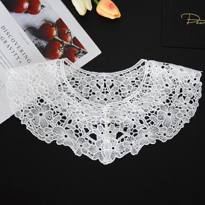 Summer Knitted Hollow Thin Lace Fake Collar Shawl Pullover Short Suspender Skirt False Collar Detachable Collars Sun Protection