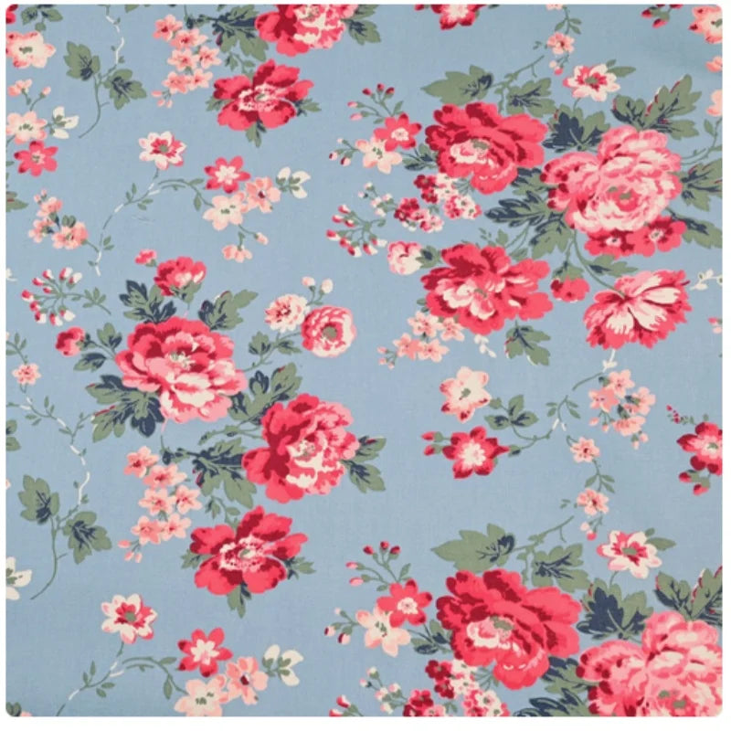 100% Cotton Canvas Fabric with Rose Flower Cartoon Print, Handmade DIY Bag, Pillow Back Cushion, Table Cloth Telas, CR-1879