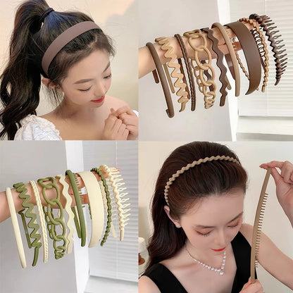 9Pcs/Set Non-slip Hair Hoop Band for Women Men Frosted Face Wash Headband Multi-style Headbands Simple Hairband Hair Accessories