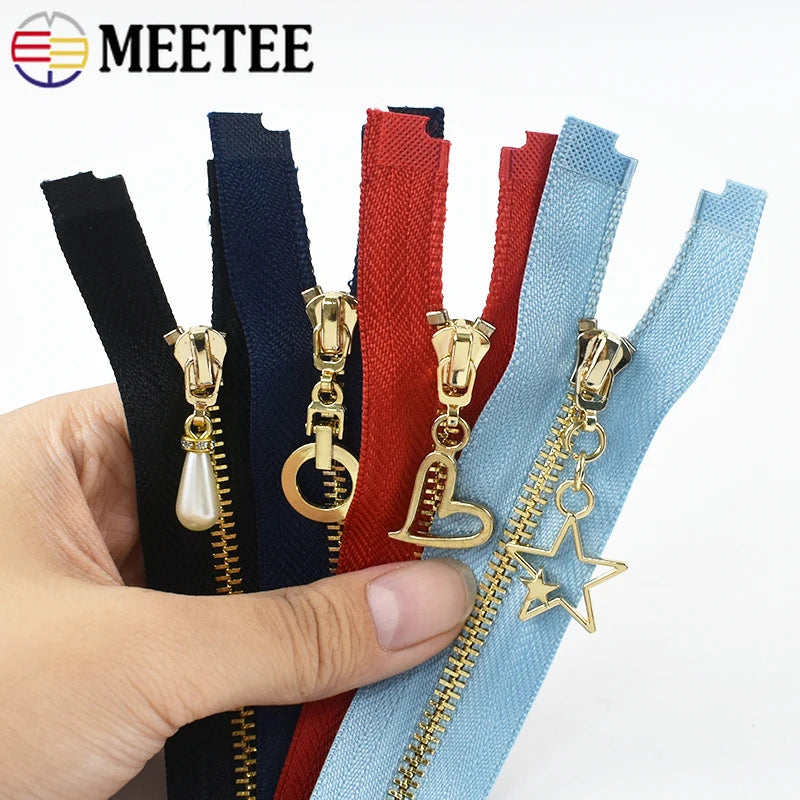3Pcs Meetee 3# Metal Zippers Bag Zipper Closure 15-70cm Jacket Purse Easy Repair Zips Open/Close-End Coat Zip Sewing Accessories