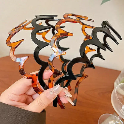 2PCS Fashion Wave Headbands for Women Solid Color Toothed Non-slip Hair Bands Girl Face Wash Sports Hairbands Hair Accessories