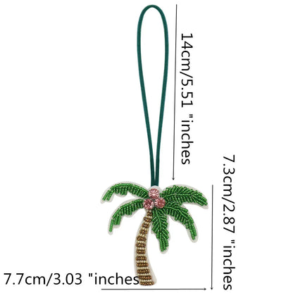 3D Handmade Rhinestone Beaded Coconut tree, butterfly hanging rope Patches Crystal Bag lanyard Patch beading Applique Patch