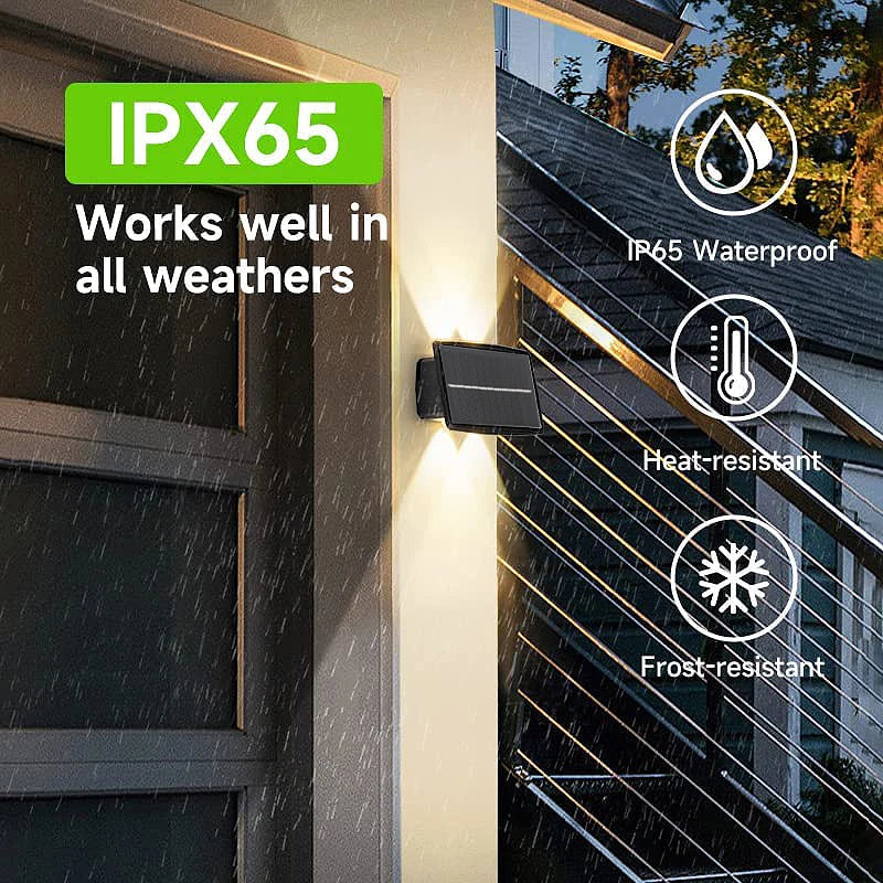 Super Bright Solar Wall Lights Outdoor Solar Lamp Waterproof Up Down Luminous Lighting Decor Garden Corridor Balcony Fence Stair