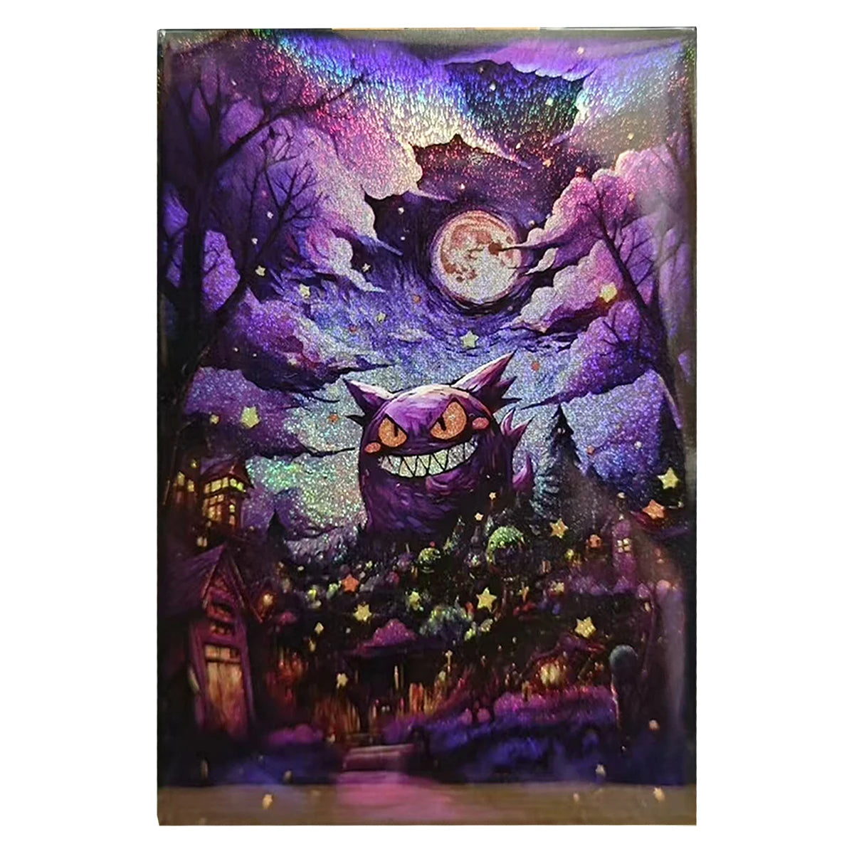 64Pcs/set 66X91Mm PTCG Starry Sky Gengar Card Sleeves Fragments Color Flash Ws PTCG Card Protective Cover Anime Cards Gift Toys