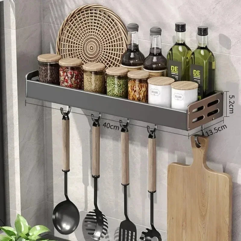 Wall Mounted Kitchen Storage Strong Load-bearing Kitchen Storage Shelf Rack Easy To Install Household Waterproof Knife Holder