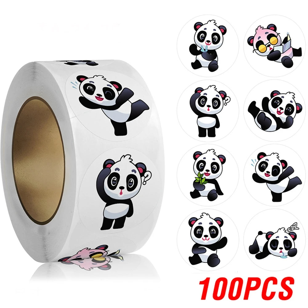 100-500pcs Cute Panda Animals Stickers for Kids School Encouragement Students Games Toy Reward Labels Stationery Stickers