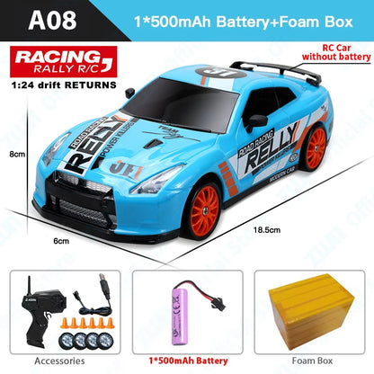 ZWN GTR Model AE86 RC CAR With LED Light 2.4G Radio Remote Control Drift Cars Professional 4WD Racing Toys for Children Gifts