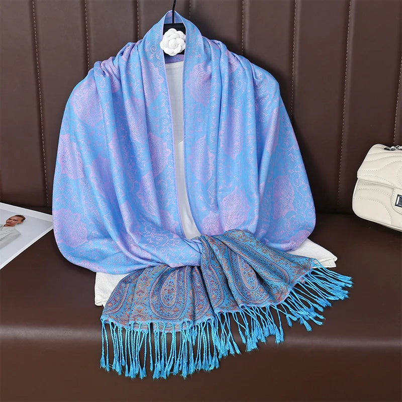 70x190CM Women Cotton Jacquard Scarf Big Shawl Fashion Elegant Lady Long Printing Decorate Scarves Sun Protection Bandana Hijab