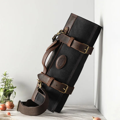 XINZUO Thickened Canvas Foldable Chef Roll Bag Kitchen Knife Bags Cooking Portable Durable Knife Storage Pockets Carry Case