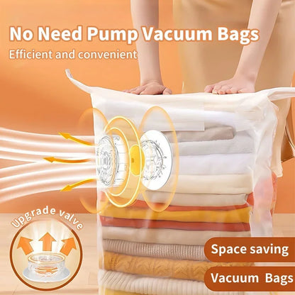 1-5pcs Thick Vacuum Compression Bag No Need Pump Cubic Large Plastic Vacuum Bags Quilt Clothes Storage Bags Travel Packing Bag