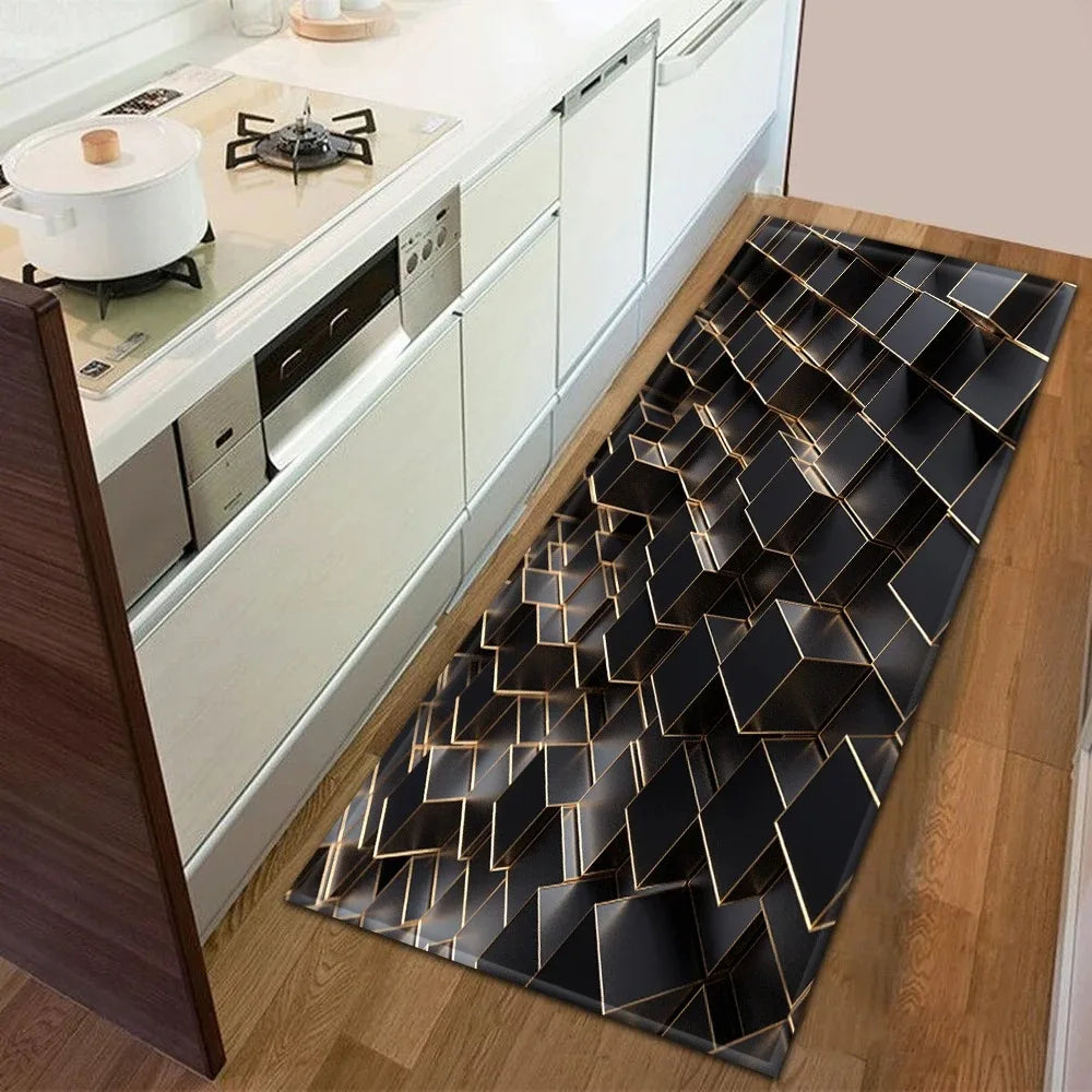 Sci-fi Geometric Square Pattern Home Kitchen Floor Mat Door Front Decoration Floor Mat