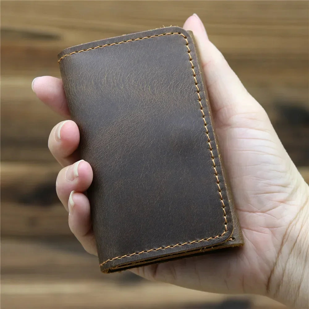 Vintage Card Holder Men Genuine Leather Credit Card Holder Small Wallet Money Bag Mini Carteira Masculina Tarjetero Hombre