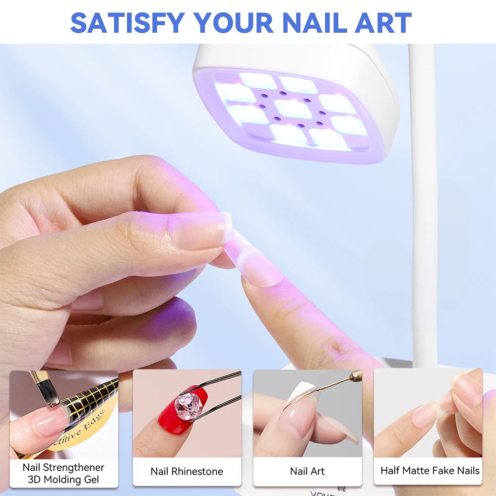 YOKEFELLOW Mini Led UV Nail Light With Auto Sensor Gooseneck Gel X Nail Lamp for Flash Curing Gel Nail Polish and Nail Tips