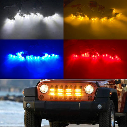 1 Tow 8 LED Police Lights For Car 12V Wireless Remote Flashing Emergency Warning Lamp 2LED Truck Trailer Strobe Grilles Light