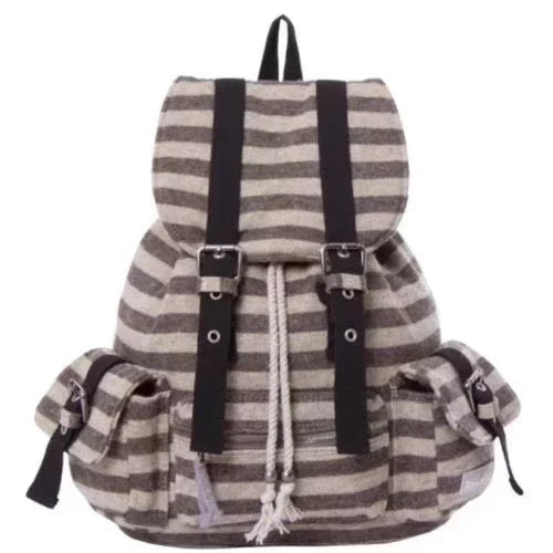 Striped Backpack Jeans Same Japanese And Korean Functional Casual Plaid Backpack Large Capacity Couple Crossbody Bag Backpack
