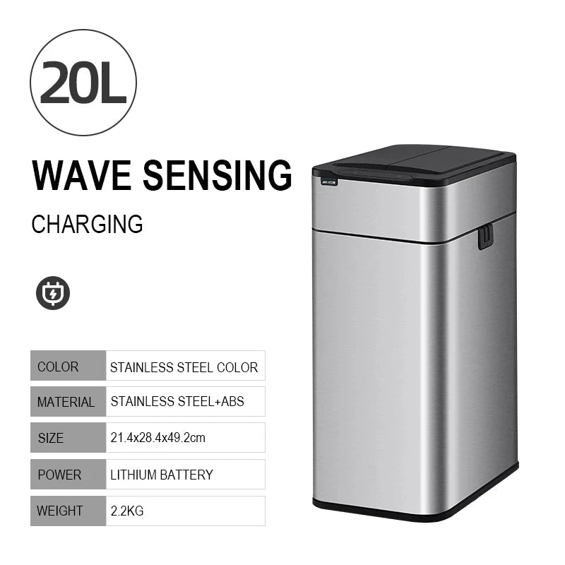 Wastebasket 20-liter Trash Can Stainless Steel Large Kitchen Garbage Can Smart Trash Can 20l 15l Food Waste Bin Automatic Sensor