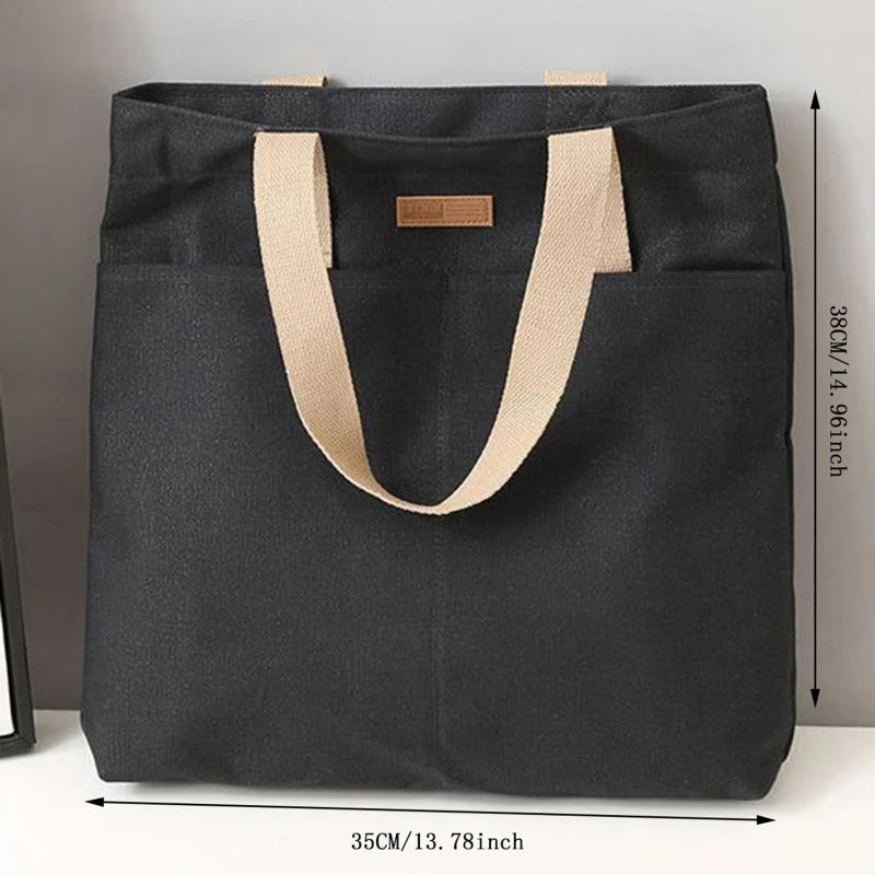 Women's Tote Bag Canvas Sewing Thread Large Capacity Advanced Sense Handbag Convenient Practical Female's Commuter Bag