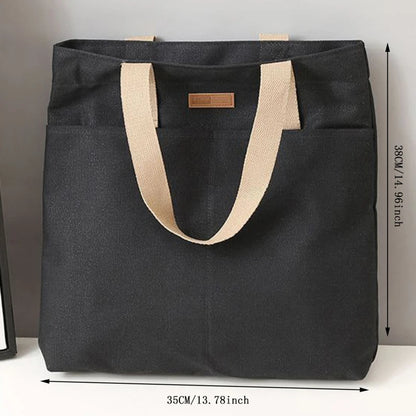 Women's Tote Bag Canvas Sewing Thread Large Capacity Advanced Sense Handbag Convenient Practical Female's Commuter Bag