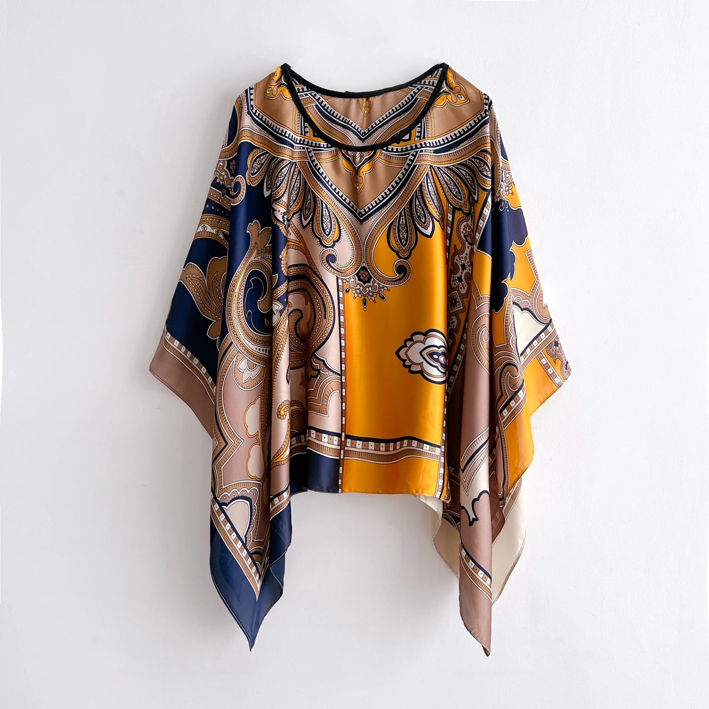 2024 New Poncho Cloak Thin Scarf Women Simulated Silk Pullover Versatile Scarves Shawls Sun Protection Clothing Beach Clothes