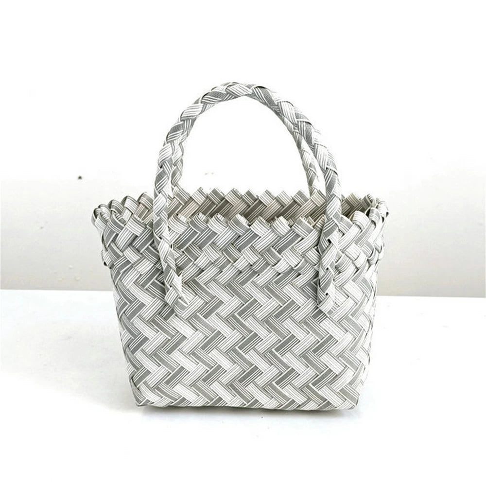 Summer Trend Hand Woven Handbag Square Little Basket 2025 New Straw Cute Colorful Bags Hundred Collision Color Holiday Beach Bag
