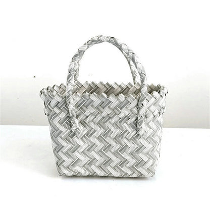 Summer Trend Hand Woven Handbag Square Little Basket 2025 New Straw Cute Colorful Bags Hundred Collision Color Holiday Beach Bag
