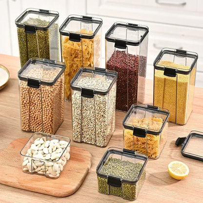 Sealed Jars Kitchen Grain Storage Organizer Large Tank Plastic Moisture-proof Storage Box Stackable Household Seasoning Jars Set