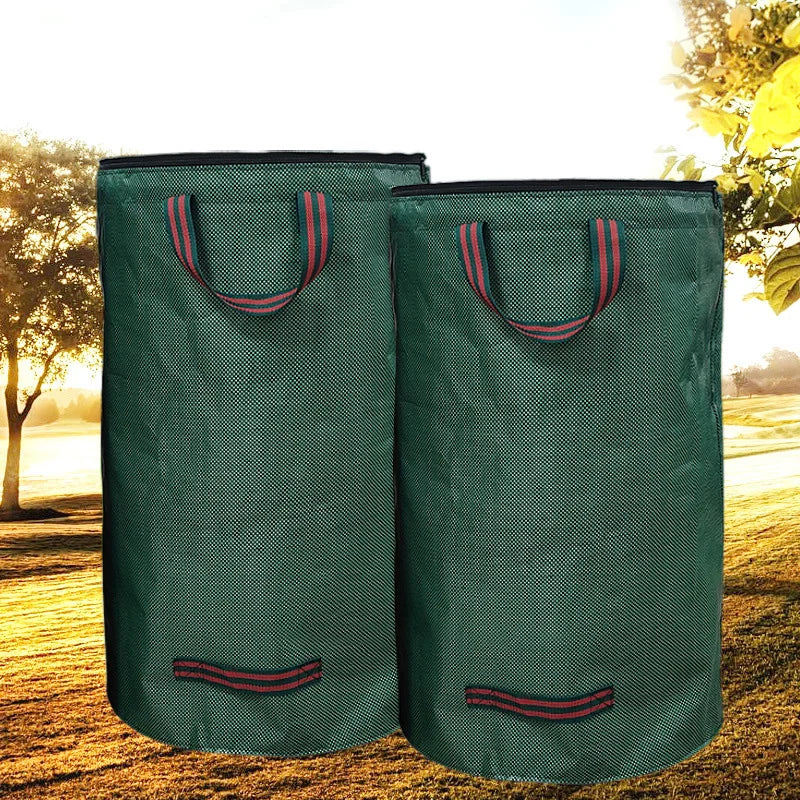 60-500L Garden Yard Waste Bag With Lid Foldable Large Capacity Leaf Collection Trash Can Reusable Multifunctional Storage Bags