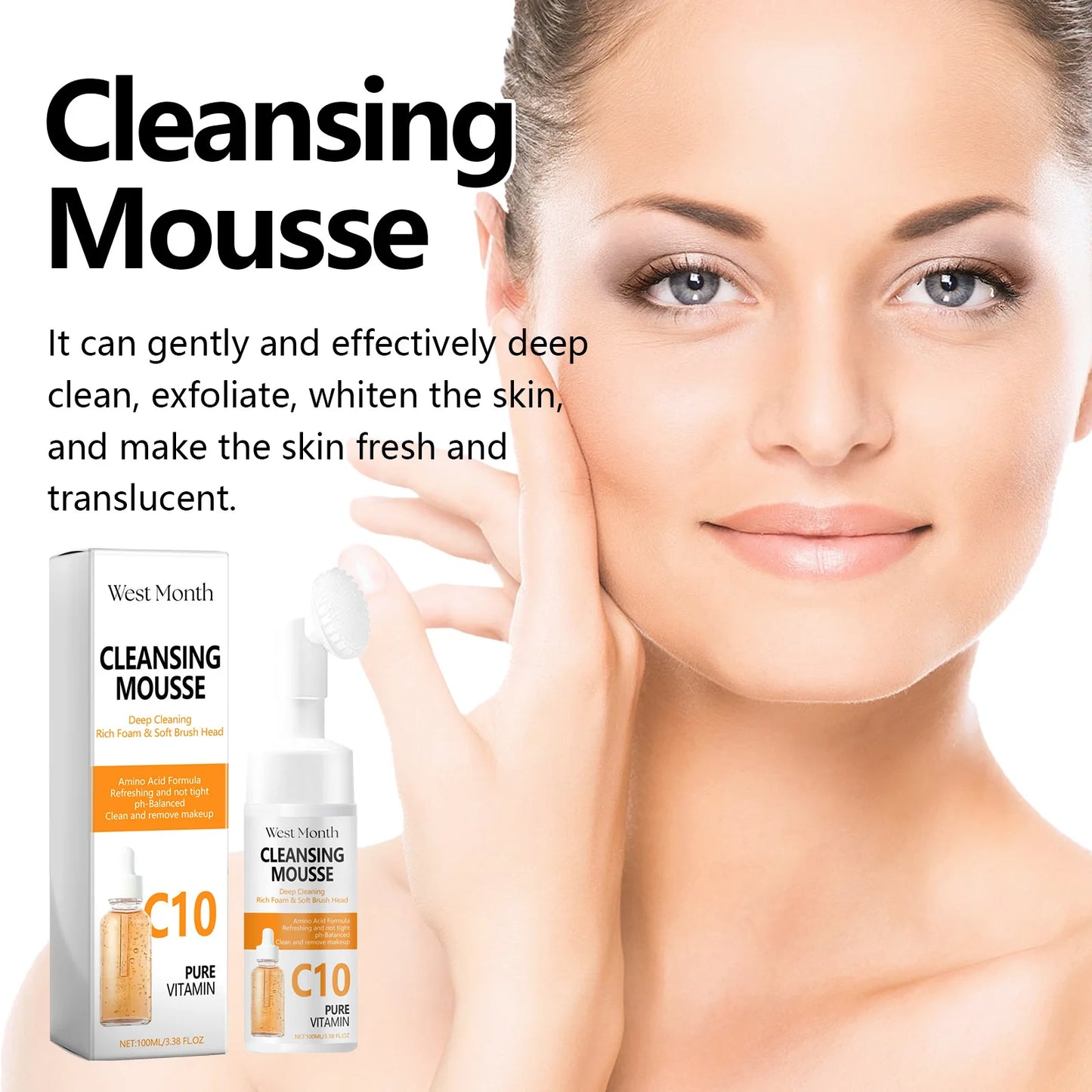 Vitamin C Facial Cleanser Gentle Cleansing Anti Acne Oil Control Pore Shrinking Brightening Moisturizing Amino Acid Face Wash