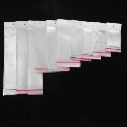 100pcs Multi Sizes Transparent OPP Bags With Hole Self Seal Clear Plastic Self Adhesive Cellophane Bag Food Storage Gift Package