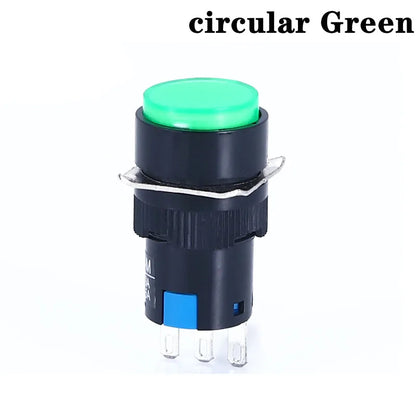 1NO1NC/2NO2NC 6.3V 12V 24V 220V Momentary Illuminuted Maintain Push Button Switches 16MM Latching Push Button Lamp LED
