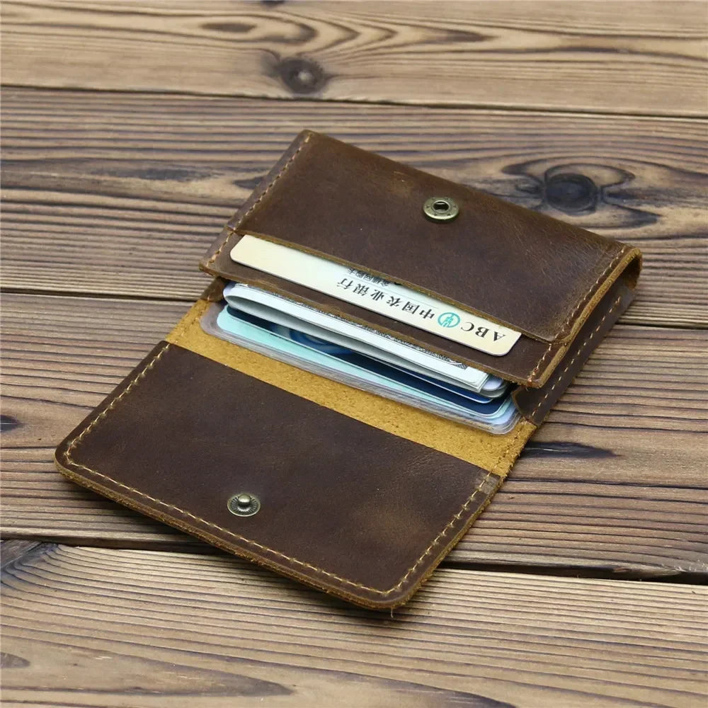 Vintage Card Holder Men Genuine Leather Credit Card Holder Small Wallet Money Bag Mini Carteira Masculina Tarjetero Hombre
