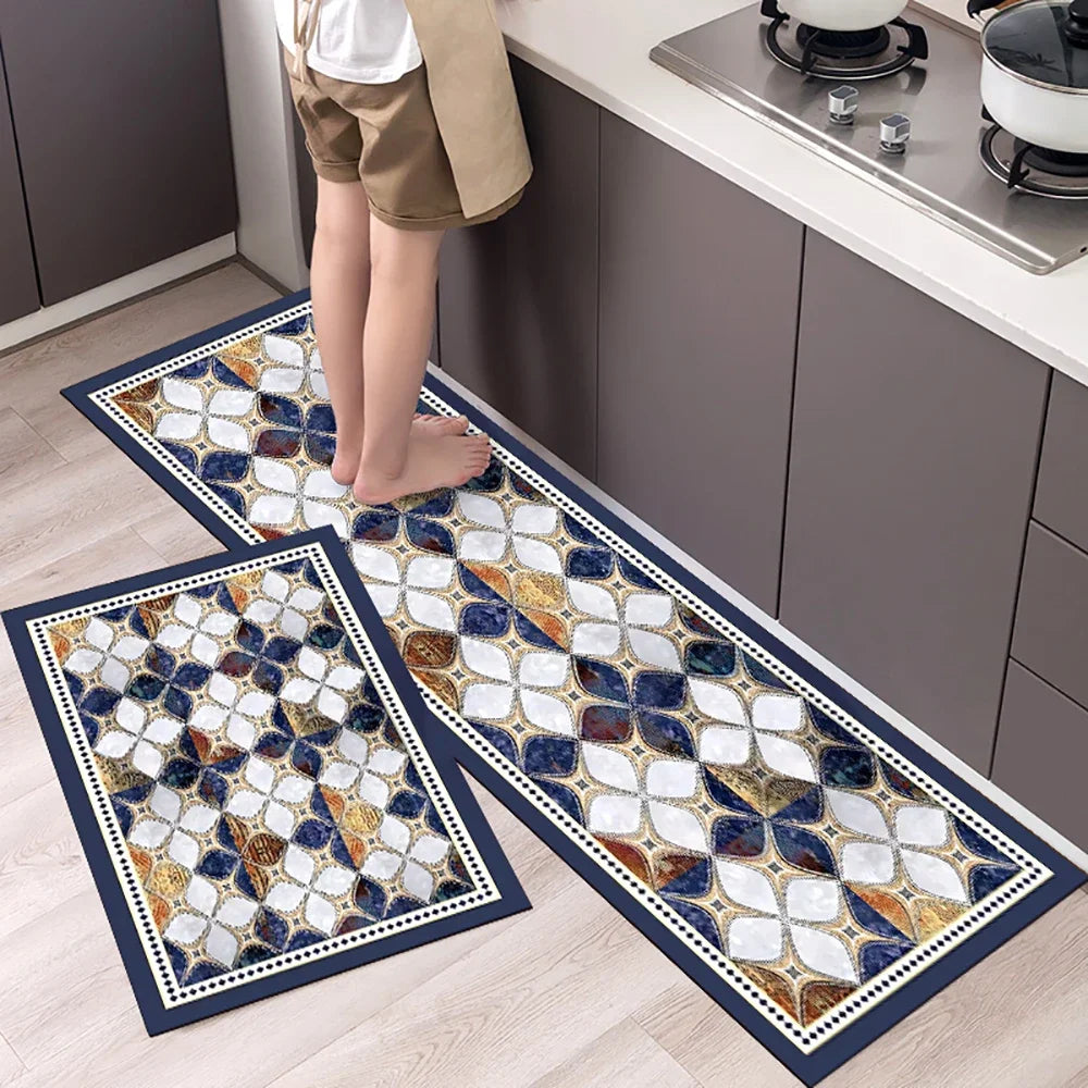 VIKAMA Modern Retro Light Luxury Premium Feeling Floor Mats Non-slip Durable Living Room Kitchen Bathroom Home Decoration