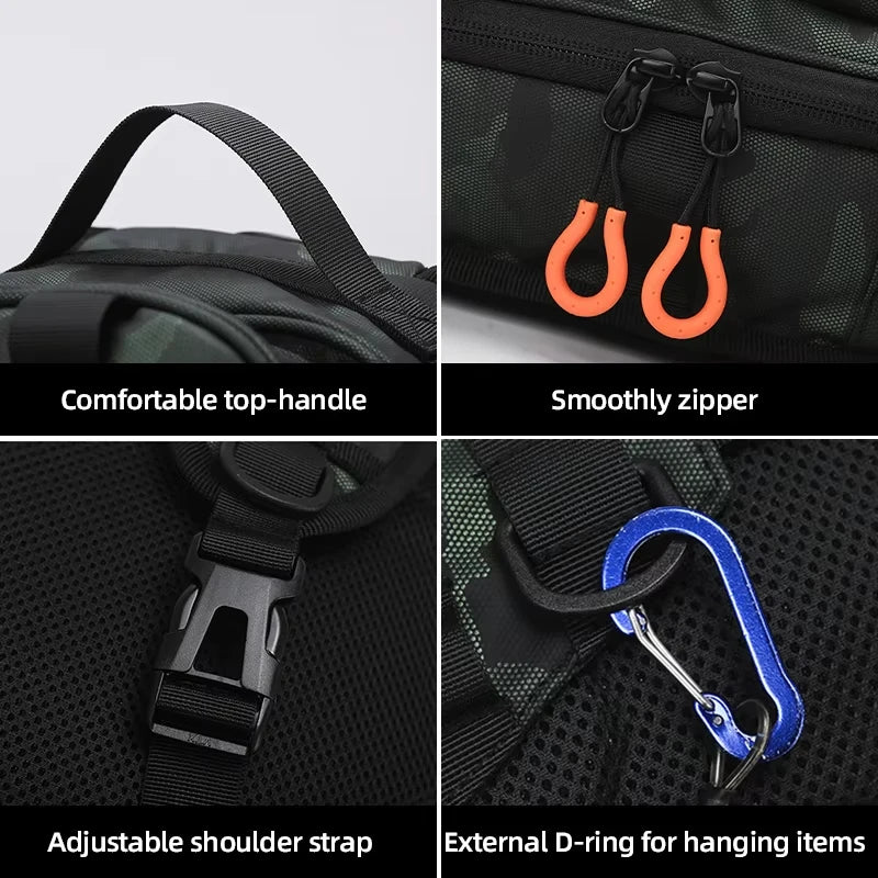 Tactical Fishing Sling Shoulder Bag with Rod Holder Large Storage Outdoor Hiking Climbing Camping Rucksack Chest Fanny Pack