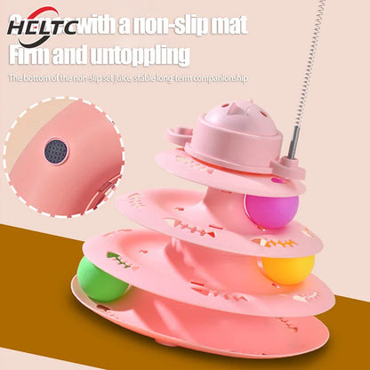 Funny 4-layer Rotatable Track Amusement Plate Cat Toy Amusing Cat Stick Cat Intelligence Interactive Training Balls Toys