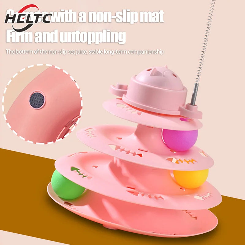 Funny 4-layer Rotatable Track Amusement Plate Cat Toy Amusing Cat Stick Cat Intelligence Interactive Training Balls Toys