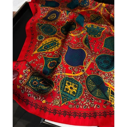 Retro Printed Silk Scarf Women's Square Scarfs 70cm Imitation Silk Scarf Shawl Turban Decorative Sun Protection