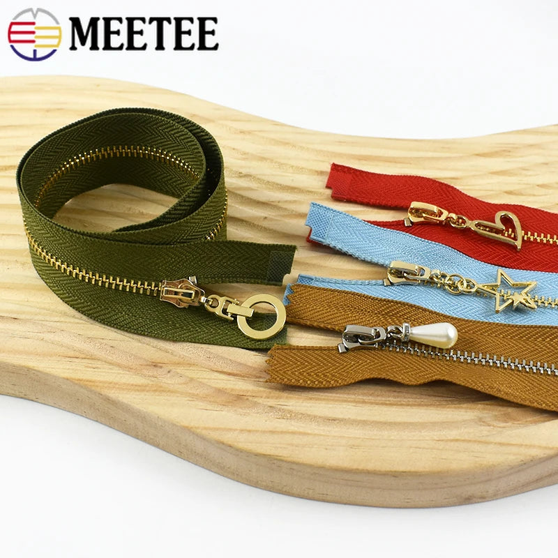 3Pcs Meetee 3# Metal Zippers Bag Zipper Closure 15-70cm Jacket Purse Easy Repair Zips Open/Close-End Coat Zip Sewing Accessories