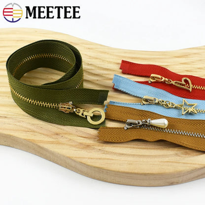 3Pcs Meetee 3# Metal Zippers Bag Zipper Closure 15-70cm Jacket Purse Easy Repair Zips Open/Close-End Coat Zip Sewing Accessories