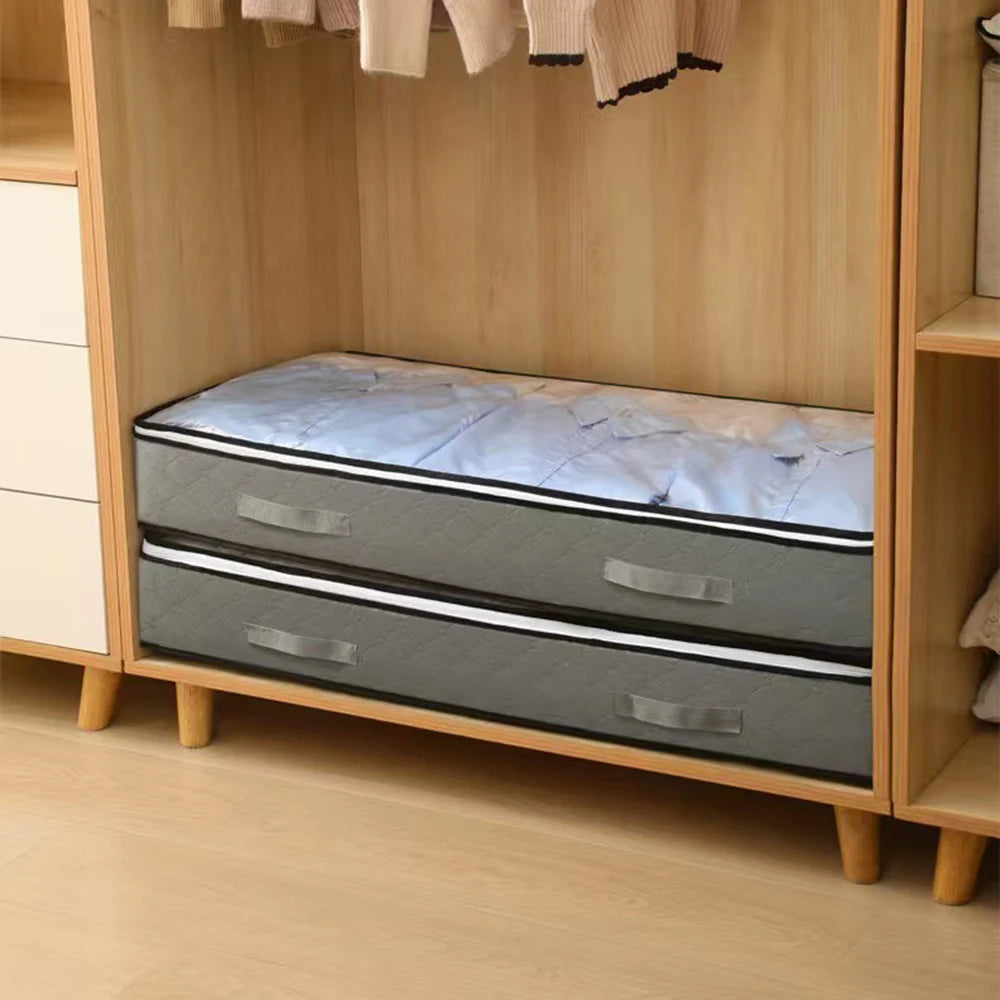 2pcs under the bed quilt storage bag with cover can be folded, can be used for bedding clothes toys，Clothing organizer